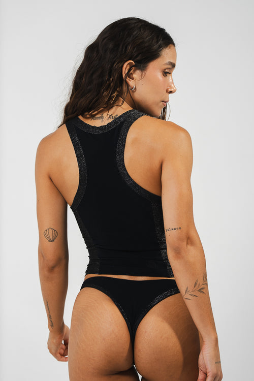 NOVA TANK TOP GLITTER NEGRO